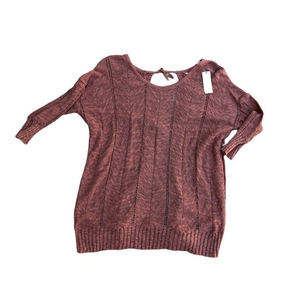 KNITTED & KNOTTED Anthropologie Linen Blend Sweater Women's Medium Open … - Picture 1 of 8